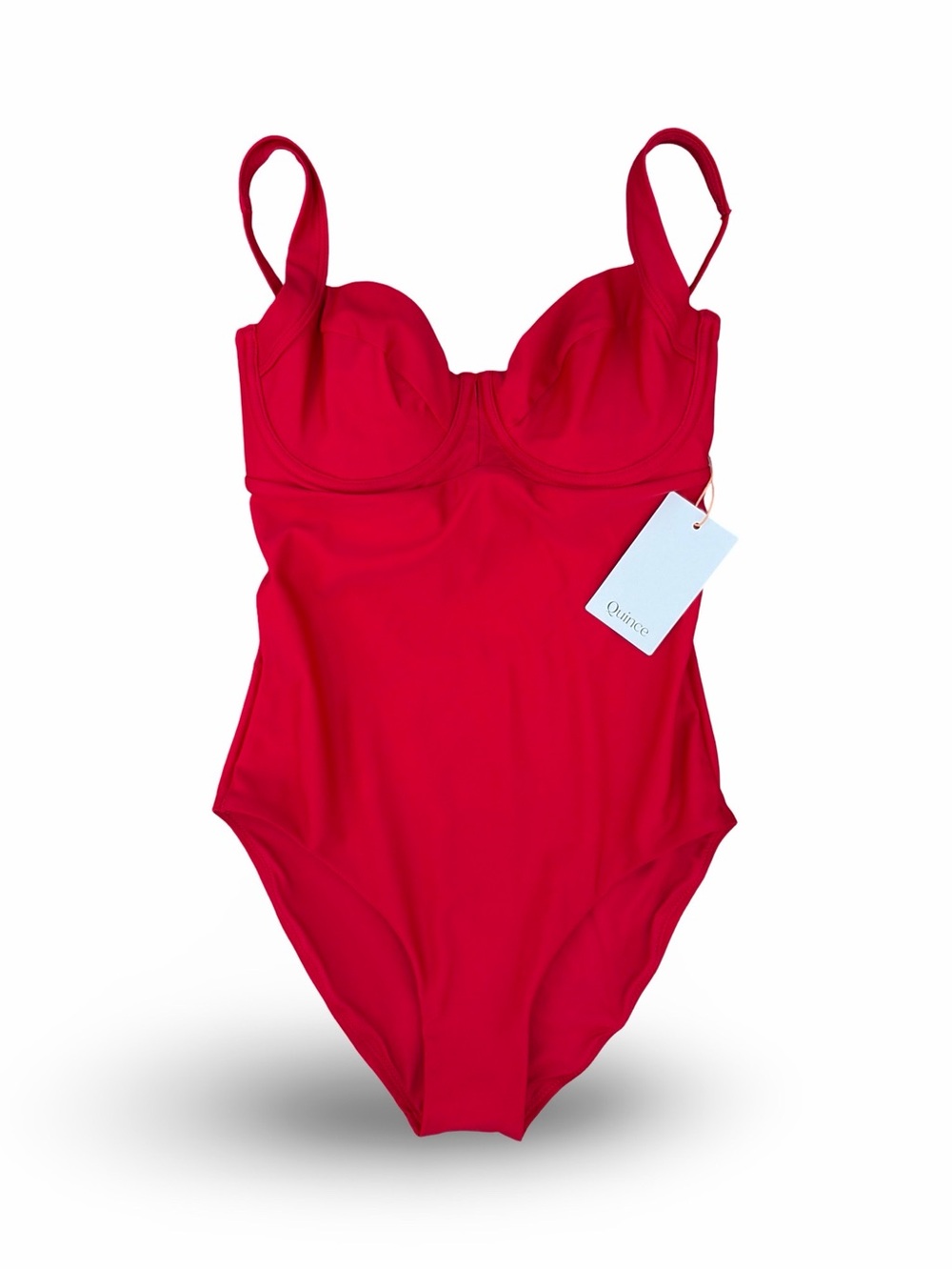 Quince Italian Underwire Red Structured One-Piece Swimsuit Size Medium NWT - Picture 5 of 13